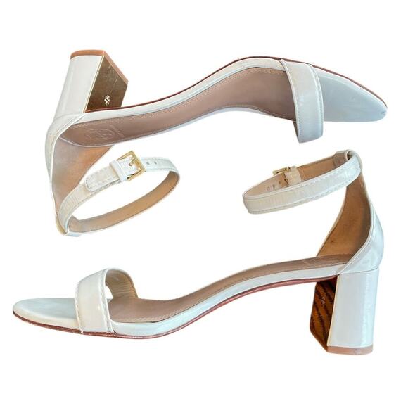 Tory Burch Cecile Ankle Strap Mid Heel Sandals White Size 10 Formal Elegant - Picture 3 of 15